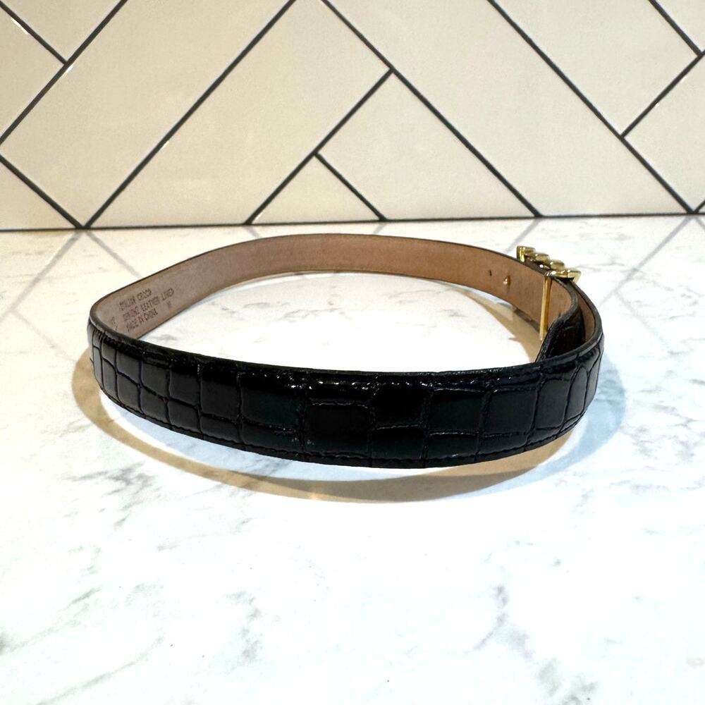 Vintage 90s Aimee Lynn BeIt Italian lined Croco Leather Gold Tone buckle Size M - Picture 6 of 9